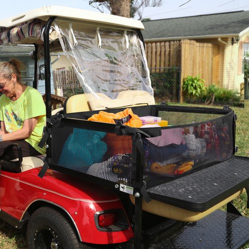 PGmoon Golf Cart Cargo Mesh Organizer Compatible with Yamaha, Club Car, EZGO, Golf Cart Storage Net with Adjustable Buckle Strap