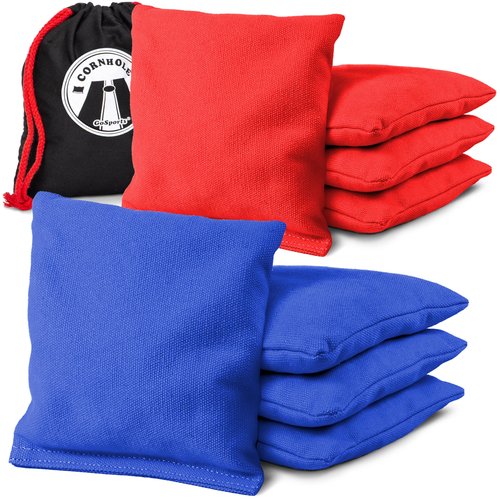 GoSports Official Regulation Cornhole Bean Bags Set (8 All Weather Bags) - Red and Blue