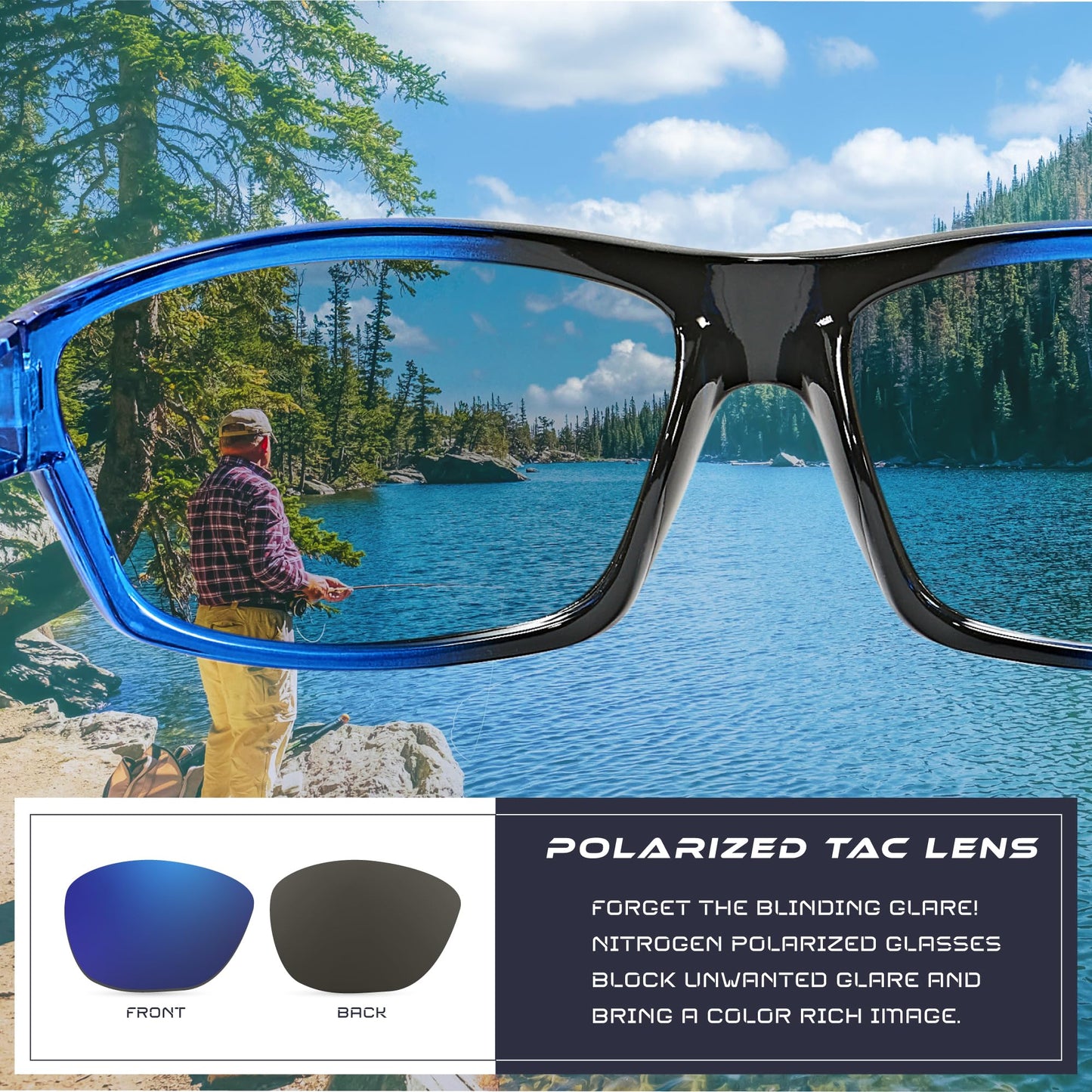 Nitrogen Polarized Wrap Around Sport Sunglasses for Men Women UV400 Driving Fishing Running Sun Glasses