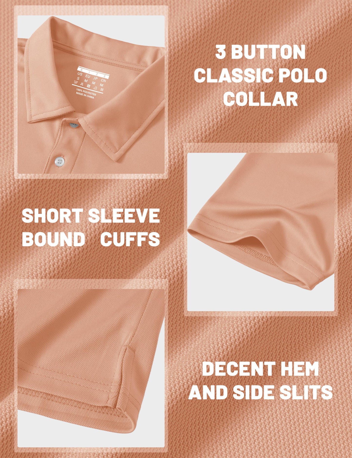 MAGCOMSEN Mens Polo Shirts Short Sleeve Athletic Pique Golf Shirt Dry Fit Performance Casual Work Polos for Men Apricot