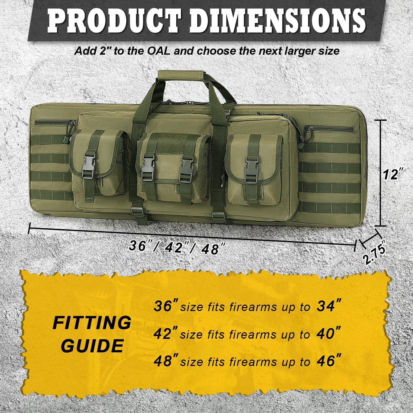 DULCE DOM Double Rifle Case, Soft Tactical Backpack for Hunting Shooting Range, Dual Storage Gun Bag for 2 Rifles & Pistols with Lockable Zippers & MOLLE System(Green, 42", Stowaway Backpack Straps)