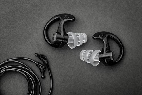SureFire EP5 Sonic Defenders Max Full-Block Earplugs, triple flanged design, reusable, Black, Medium