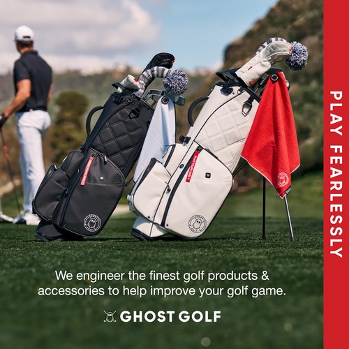 Ghost Golf Magnetic Towel (Greenside) - Premium Ultra-Absorbent Microfiber Golf Towel with Magnet for Golf Carts or Clubs - 18" x 18" Golfing Gear - Waffle Weave Pattern (Black)