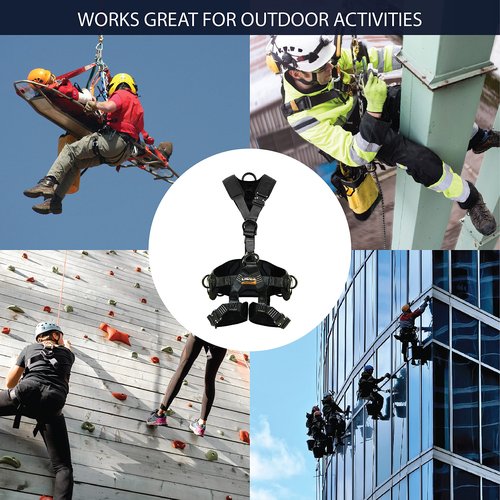 Fusion Climb Tac-Rescue, Construction Harness - Full Body Harness, 6 D-Ring Points, and Quick-Release Steel Buckle Safety Harness OSHA & ANSI Compliant