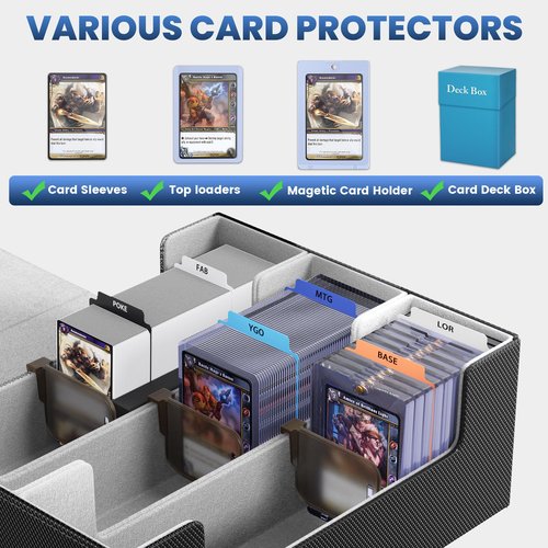 Co-opting Card Storage Box For Trading Cards 1800+,Card Deck Box With 10 Dividers,6 Foam Stoppers,4 Supporters,Commander Deck Case Fit For Toploaders,MTG,YuGiOh,TCG and Magic Cards