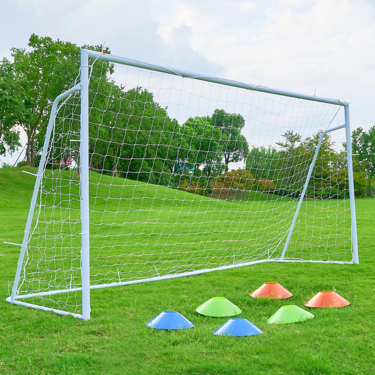 Soccer Goal 12×6, 8×6 and 6×4 FT Soccer Goals for Backyard, 2"Diameter Steel Soccer Goals for Kids and Adults Large soccer goal Powder Coated Galvanized Steel Post With Soccer Target Net for Training