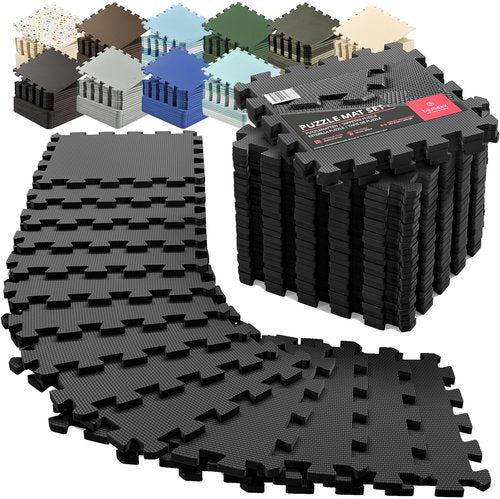 Gym Flooring Set - Interlocking EVA Soft Foam Floor Mat, 18 Pieces Puzzle Rubber Tiles Protective Ground Surface Protection, Play Workout Exercise Mats Underlay Matting Sports Pool Home Fitness Garage