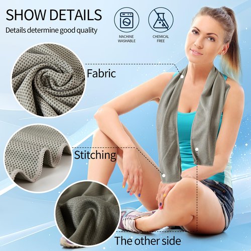 SRsafety Cooling Towels for Sports,Strong Sweat Absorption Cooling Towels, High-Flexibility Cold Towel for Gym and Yoga. (Gray)