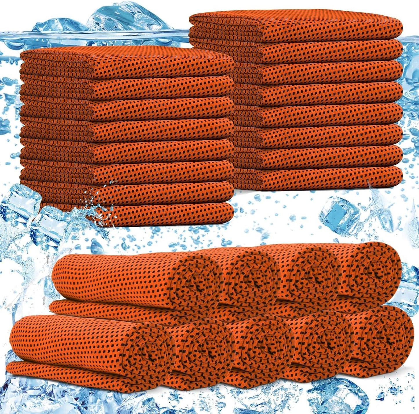 24 Pack Cooling Towels Bulk for Neck and Face 40"x12" Ice Cooling Sweat Rags Microfiber Soft Breathable Soft Chilly Towel for Yoga Golf Sport Running