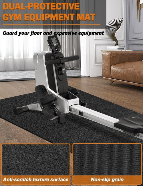 Treadmill Mat,68" x 24",4mm Thickness Exercise Equipment Mat for Carpet Hardwood Floors, Compatible with Walking Pad,Spin Bike,Elliptical Trainer,Rowing Machine