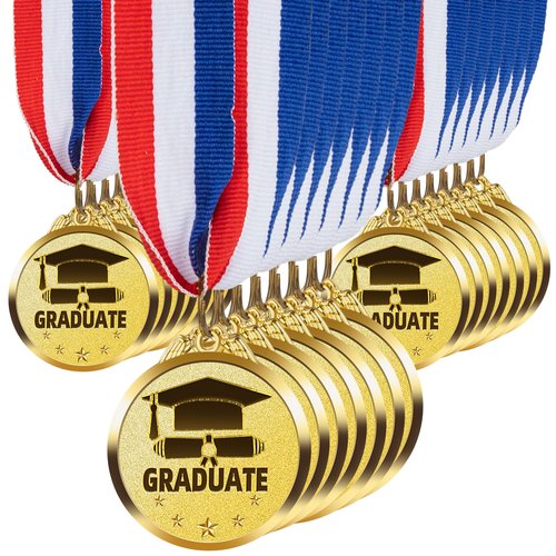 LZHZH 30 Pcs Graduation Medallion 2", Graduation Award Medal with Neck Ribbon, Graduation Medals for Students Graduation Party Favors Supplies