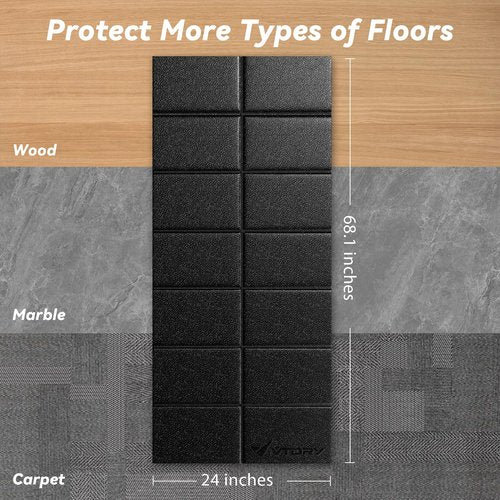 Walking Pad Mat for Carpet Floors, 68x24, 1/4" Thick Foldable Treadmill Mat for Hardwood Floors, Non-Slip, Noise&Shock Absorption, Waterproof Under Treadmill Bike on Carpet, Exercise Equipment Mat