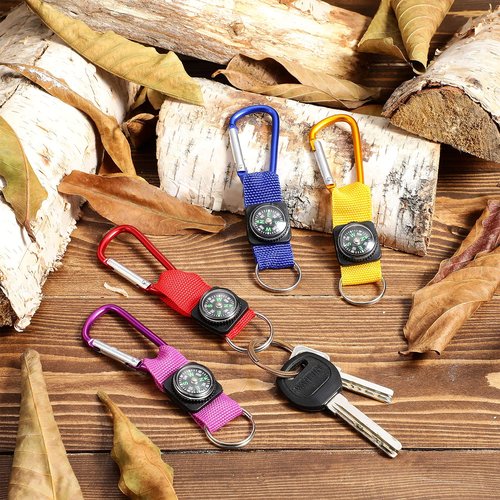 Toodoo 36 Pieces Compass for Kids Bulk Metal Mini Compass Keychain Hiking and Survival Adventure Camping Belt Clips Theme Birthday Party Favors for School Outdoor Hiking