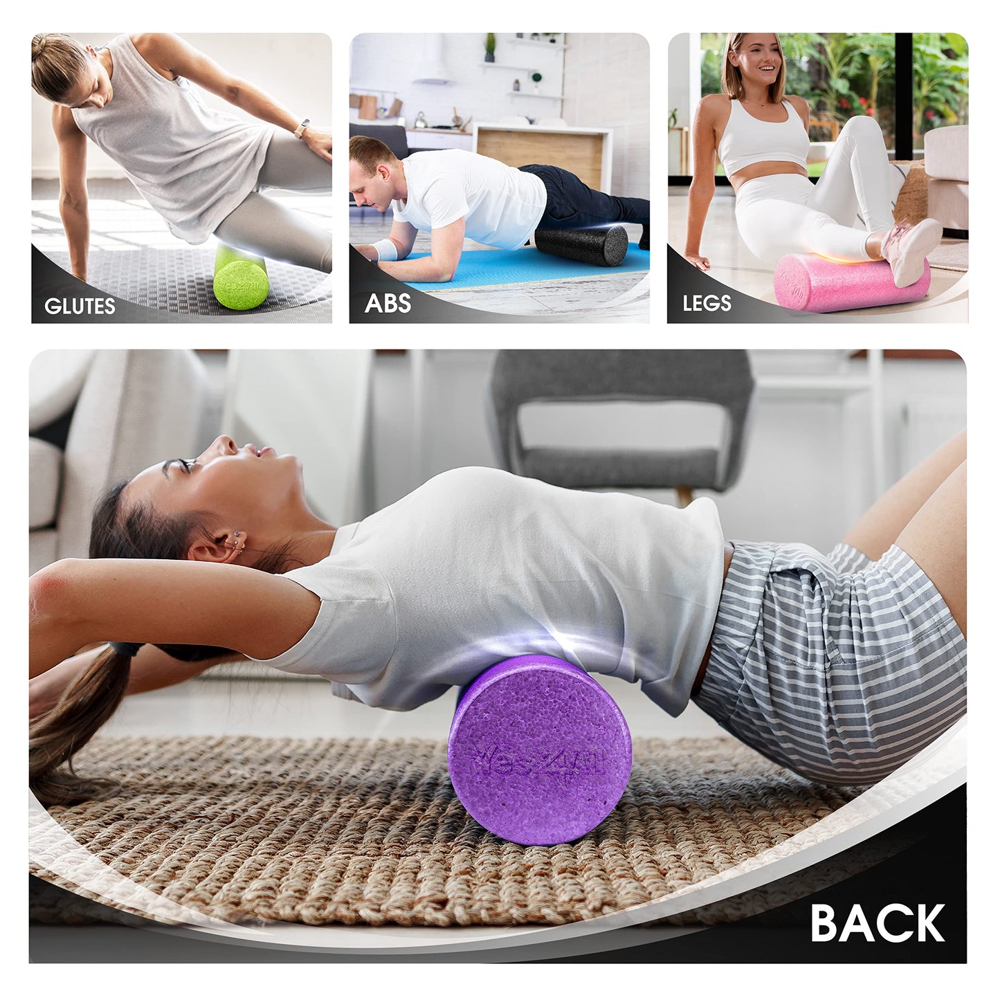 Yes4All Foam Roller, EPP High-Density Material, High Firmness Level, Back Roller for Athlete & Professional, Suitable for Full Body Massage, Yoga & Pilates, Lime, 36 Inch