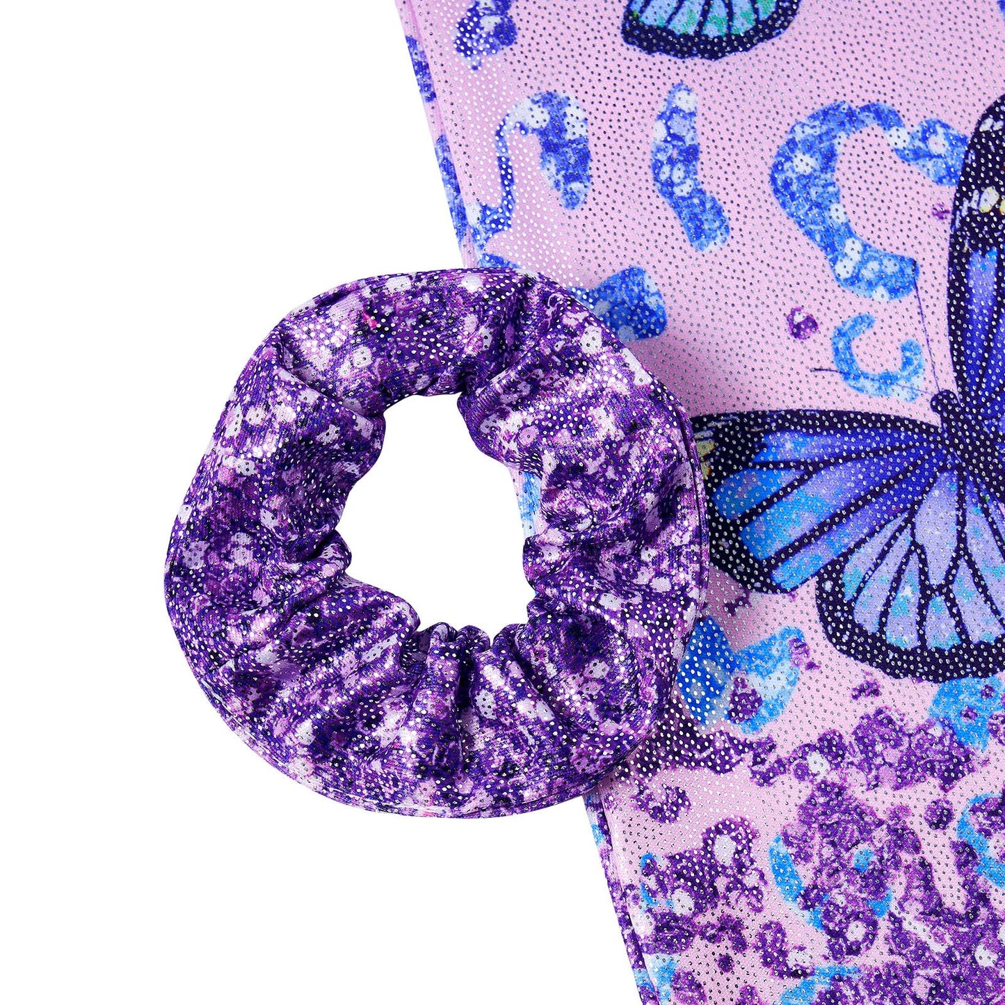 Vogseek Sparkly Gymnastics Leotards for Girls 11 12 Years Cute Butterflyss Glitter Ballet Dance Unitards Biketards with Hair Scrunchie Kids Tumbling Shorts Activewear Clothes, Purple