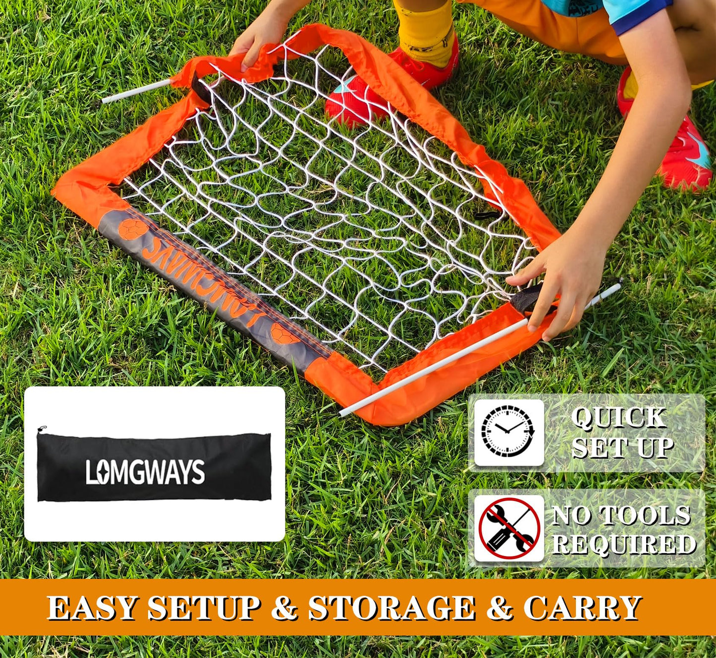 2x1.3FT Mini Kids Soccer Goal with Size 1 Soccer Ball and Carry Bag