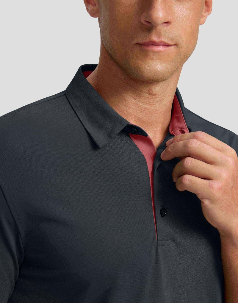 Men's Golf Shirts Dry Fit Moisture Wicking Performance Short Sleeve Collared Polo Shirts for Casual Athletic Business (Dark Grey, 4XL)