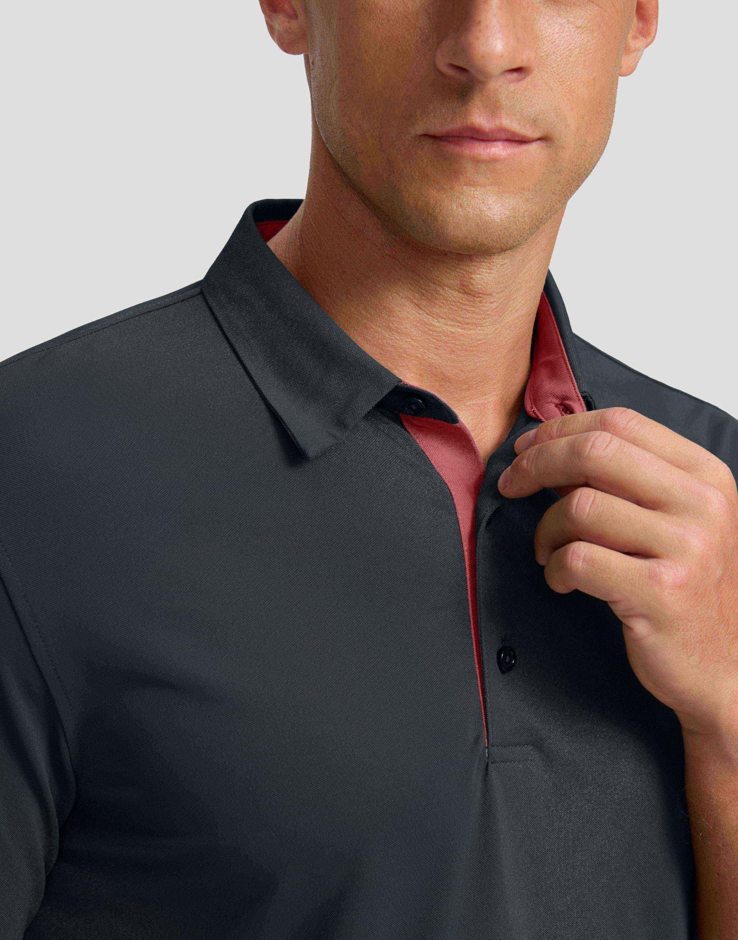 Men's Golf Shirts Dry Fit Moisture Wicking Performance Short Sleeve Collared Polo Shirts for Casual Tennis Bussiness (Dark Grey, XXL)