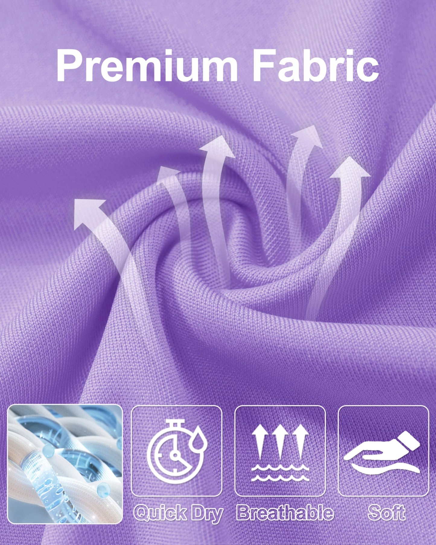 Quick Dry Shirts Baselayer Shirt Rash Guard Men UV Protection Summer Shirts for Men Long Sleeve Shirts for Men Hiking T-Shirt Sun Shirts Light Purple