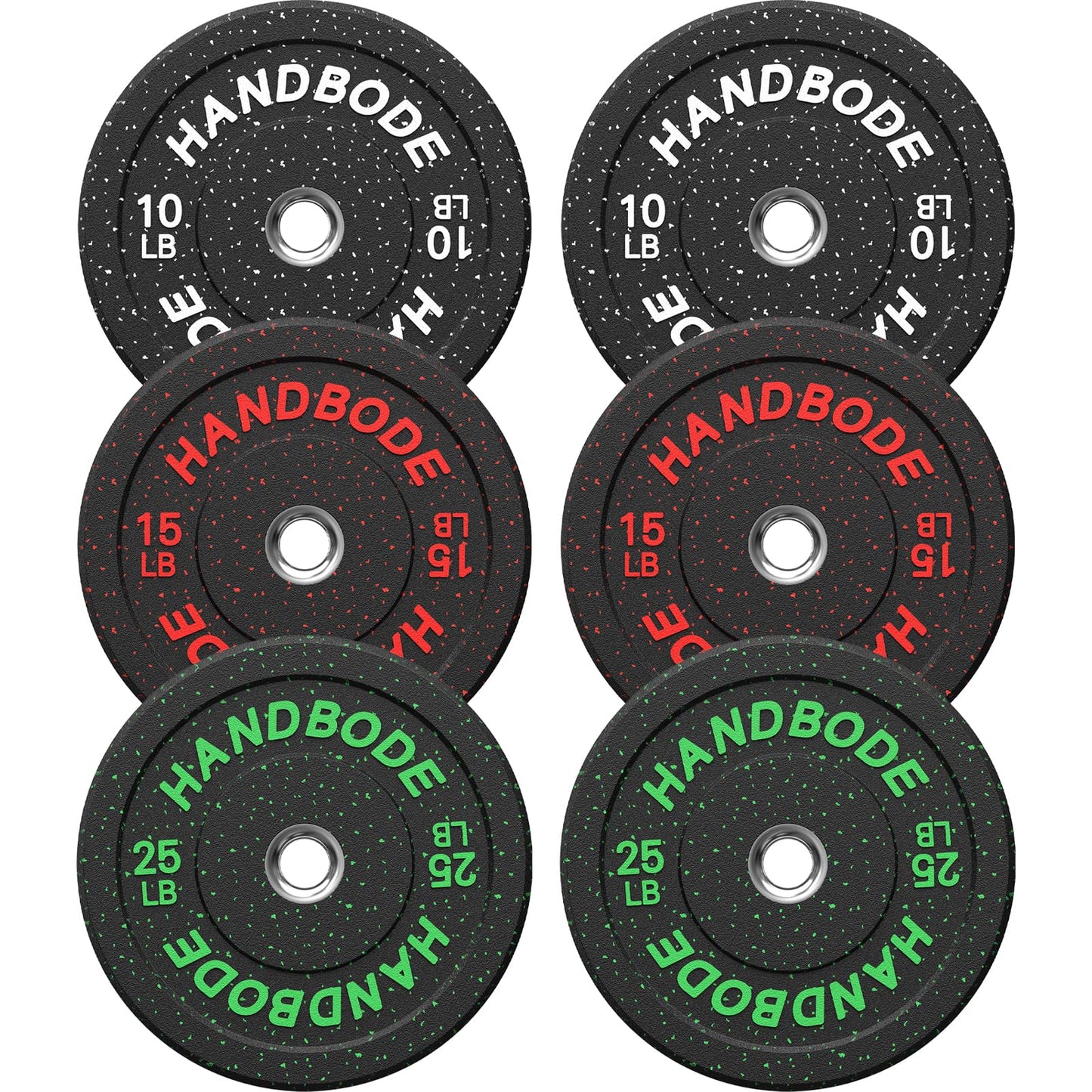HANDBODE Bumper Plates High-Bounce Olympic Weight Plates, Colored crumb rubber plate for Weight Lifting and Strength Training 160 LB Set A
