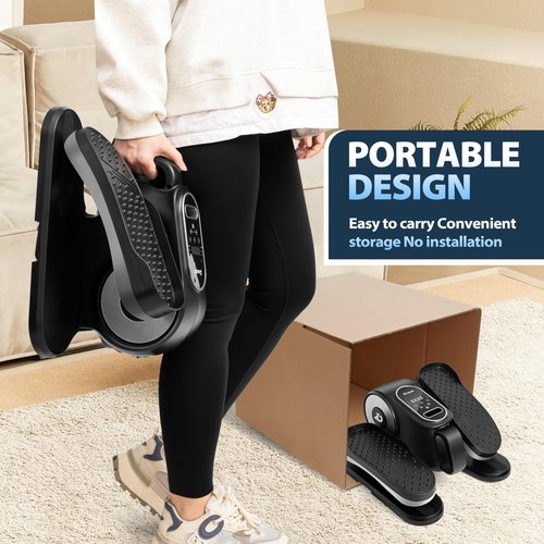 Under Desk Elliptical Machine, Ellipse Leg Exerciser As Seen On TV with Remote, 12 Speed Levels for Whole Family, Forward & Reverse Direction, Auto & Manual Mode, Quiet Portable Machine, Home & Office