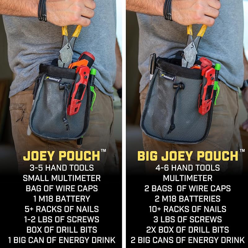Joey Pouch V2 Clip-On Tool Belt Bag for Nails, Screws & Hardware - Great for Electricians, Plumbers, HVAC Techs