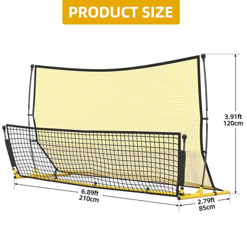 Shopsource Soccer Rebounder Net, 2 in 1 Soccer Bounce Back Net, 7'x4' Rebound Net Practice for Team Volley Passing Solo Training, Football Trainer with Carry Bag Stakes