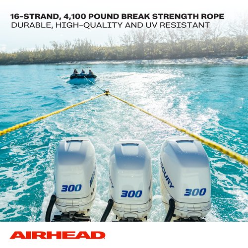 Airhead Heavy Duty Tow Harness for 1-4 Rider Towable Tubes, Water Skis, Wakesurf Boards and Wakeboards, 12-Feet,Black