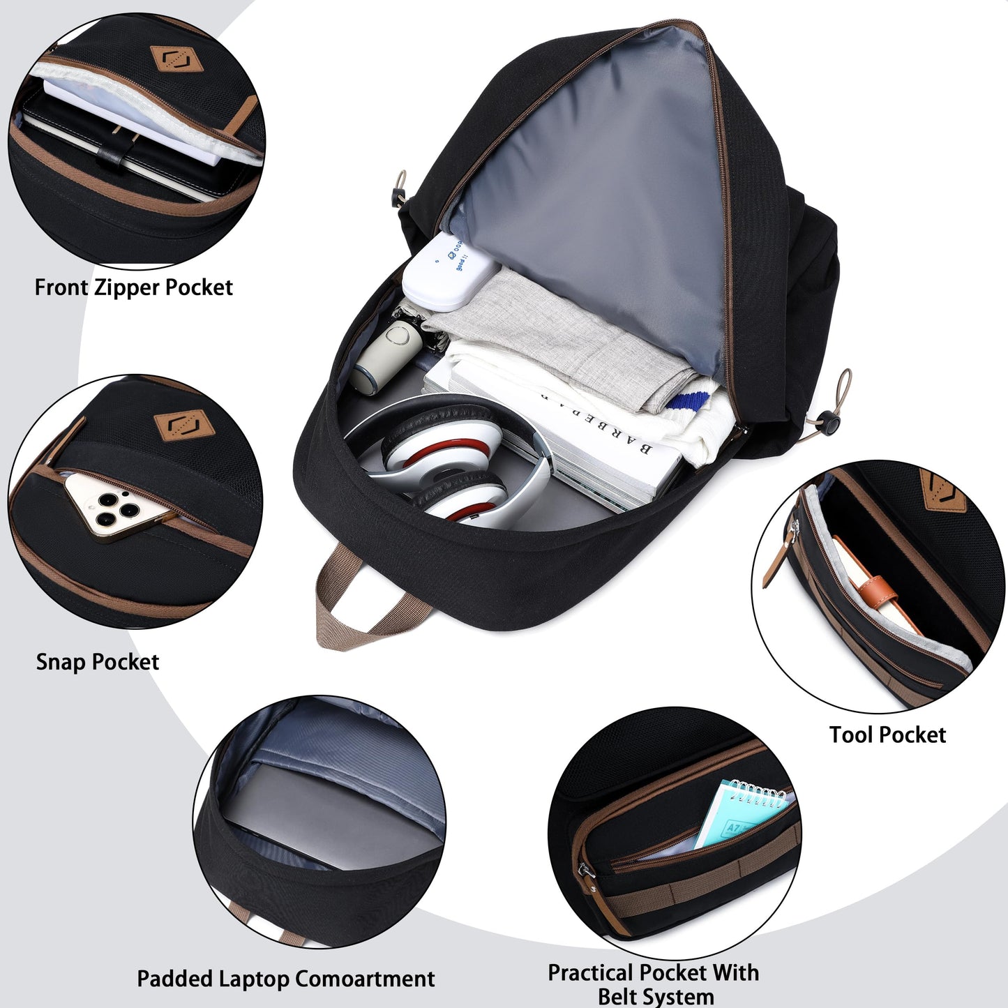 Caoroky knight Laptop Backpacks College Bookbags Women Men Anti Theft Travel Backpacks Large Elementary Middle High School Bags for Kids Teens Girls Boys Students Adults Causal Daypack-Black