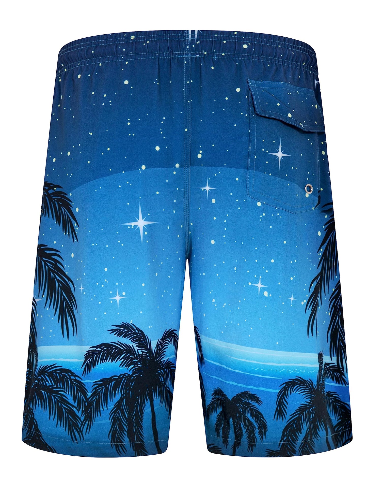 ELETOP Men's Swim Trunks Quick Dry Bathing Suit Swimming Board Shorts Mesh Lining Beach Swimwear Starry Sky Blue 4XL
