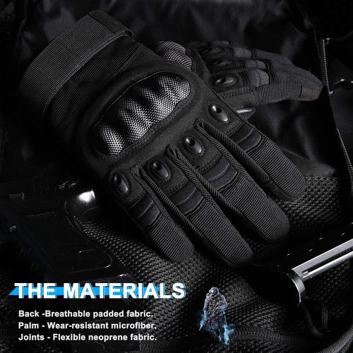 WTACTFUL Touchscreen Motorcycle Tactical Gloves for Men for Airsoft Paintball Cycling Motorbike MTB Bike ATV Hunting Hiking Riding Work Outdoor Sport Work Gloves Black Large