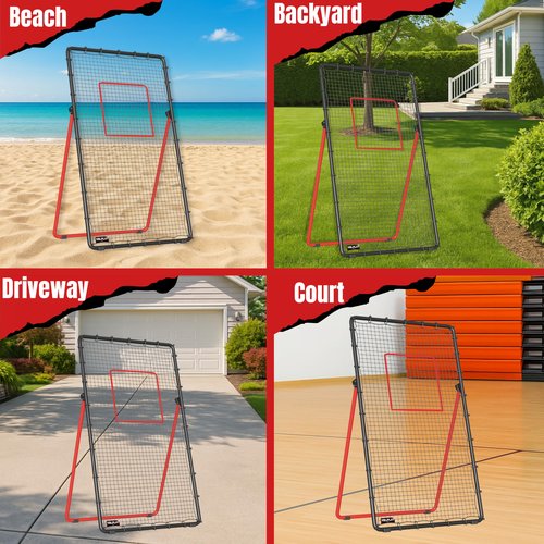 Volleyball Rebounder Net 7x4 FT – 5 Angle Adjustable Volleyball Training Equipment - Durable 45 PLY Bounce Back Net – Practice Net – Includes Ball, Pump & Carry Bag - Gift-Ready Set