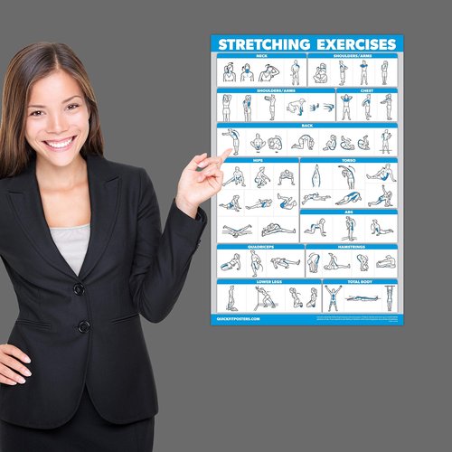 Palace Learning QUICKFIT Stretching Workout Exercise Poster - Stretch Routine (Laminated, 18" x 24")