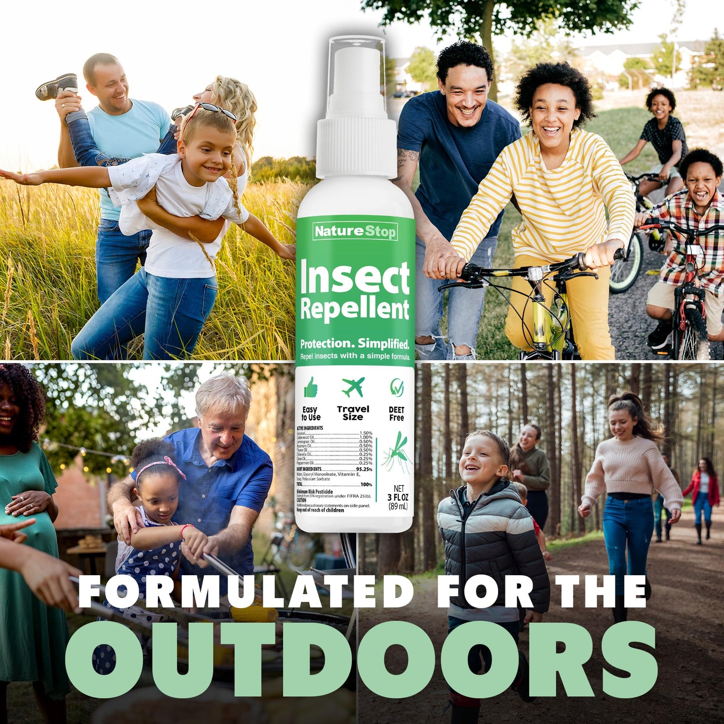 NatureStop Insect Repellent Spray, DEET-Free Travel-Size Bug Spray for Skin & Outdoor Protection, 3 oz (90mL)