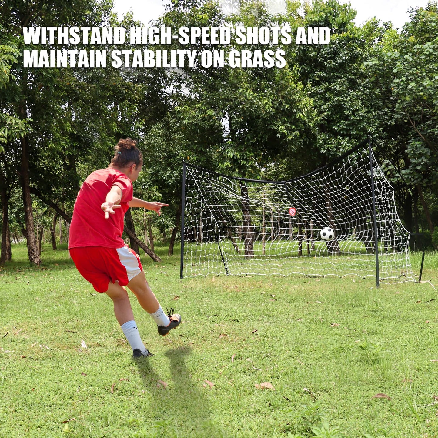 AOLIGEIJS Portable Soccer Goal for Backyard, Youth Adults Soccer Goal Set with Net + Ground Stakes, Soccer Target and Agility Speed Training Equipment