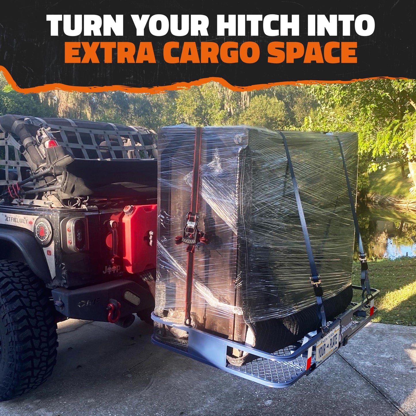 Mockins 60"x30"x6" Navy Trailer Hitch Cargo Carrier w/ 500 Lbs Capacity