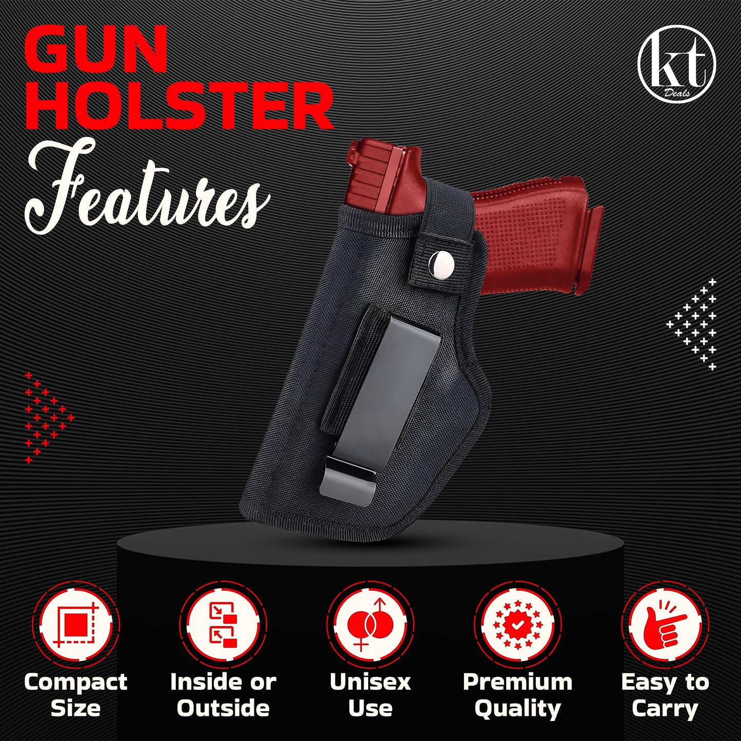 Universal Gun Holster for Men & Women, IWB/OWB Waist Belt Pistol Holster Fits for Taurus Glock Sig M&P Ruger 380 9mm Airsoft Gun Holsters for Concealed Carry Pistol Holder Right/Left Hand