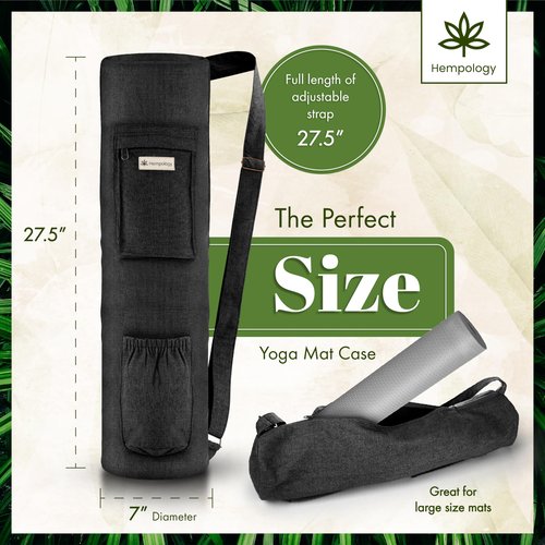 HEmpOLOGY Yoga Mat Bag - Adjustable Strap, Carrier for Standard Mats (Black)