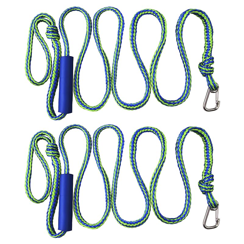 2 Pack PWC Docking Lines with Clip & Loop, Heavy Duty Braided Boat Rope 2200 lbs - Variation of THIS listing