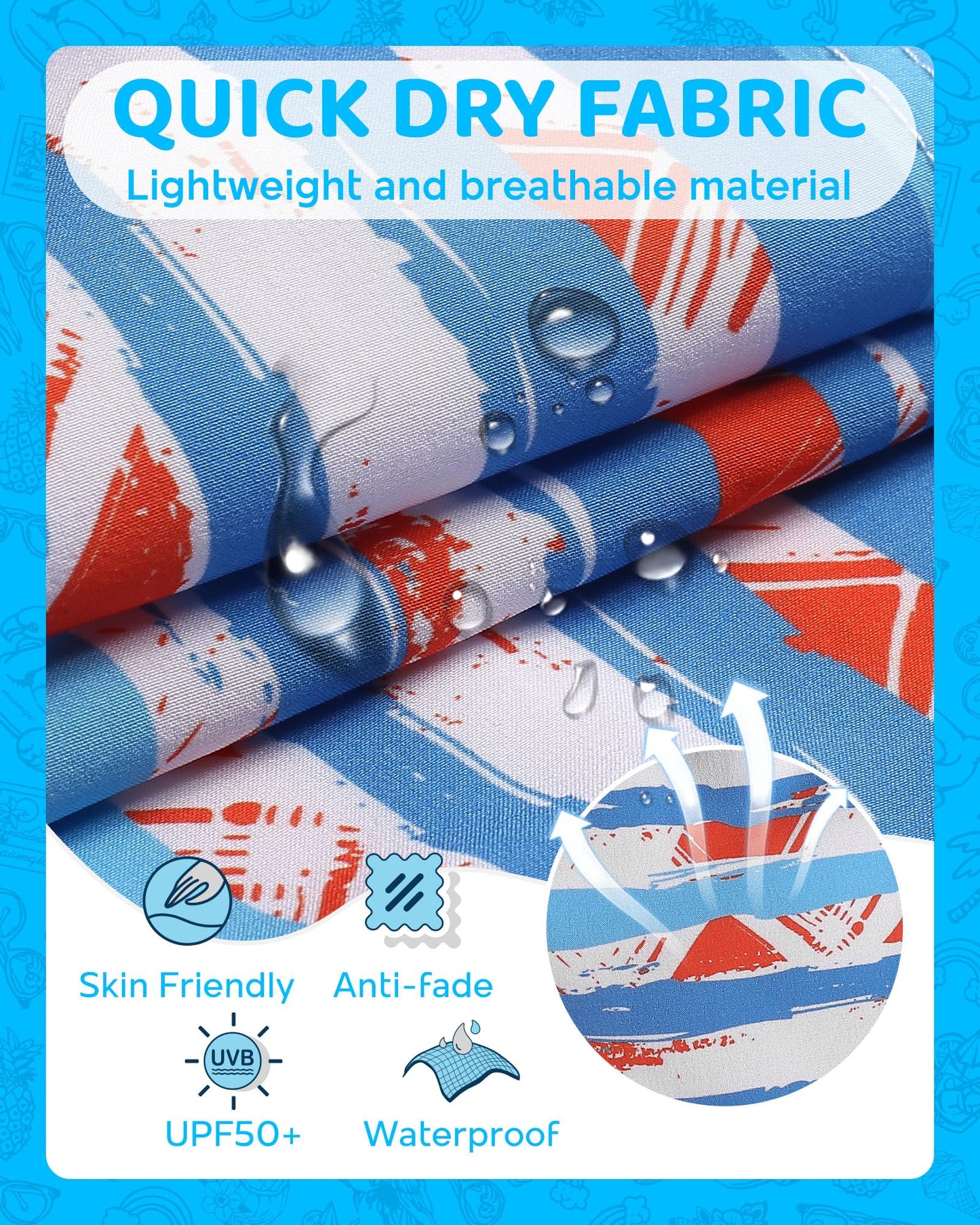 maamgic Boys Swim Trunks with Compression Liner Toddler Boy Swimsuit Quick Dry 4-Way Stretch Swimming Trunks Mottled Stripes 4T
