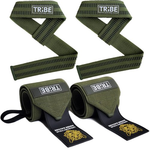 Heavy Duty Wrist Wraps and Lifting Straps - 21" Wrist Wraps for Weightlifting Men and 24" Wrist Straps for Weightlifting with Silicone Grip and Padding - Weight Lifting Wrist Wraps and Gym Straps