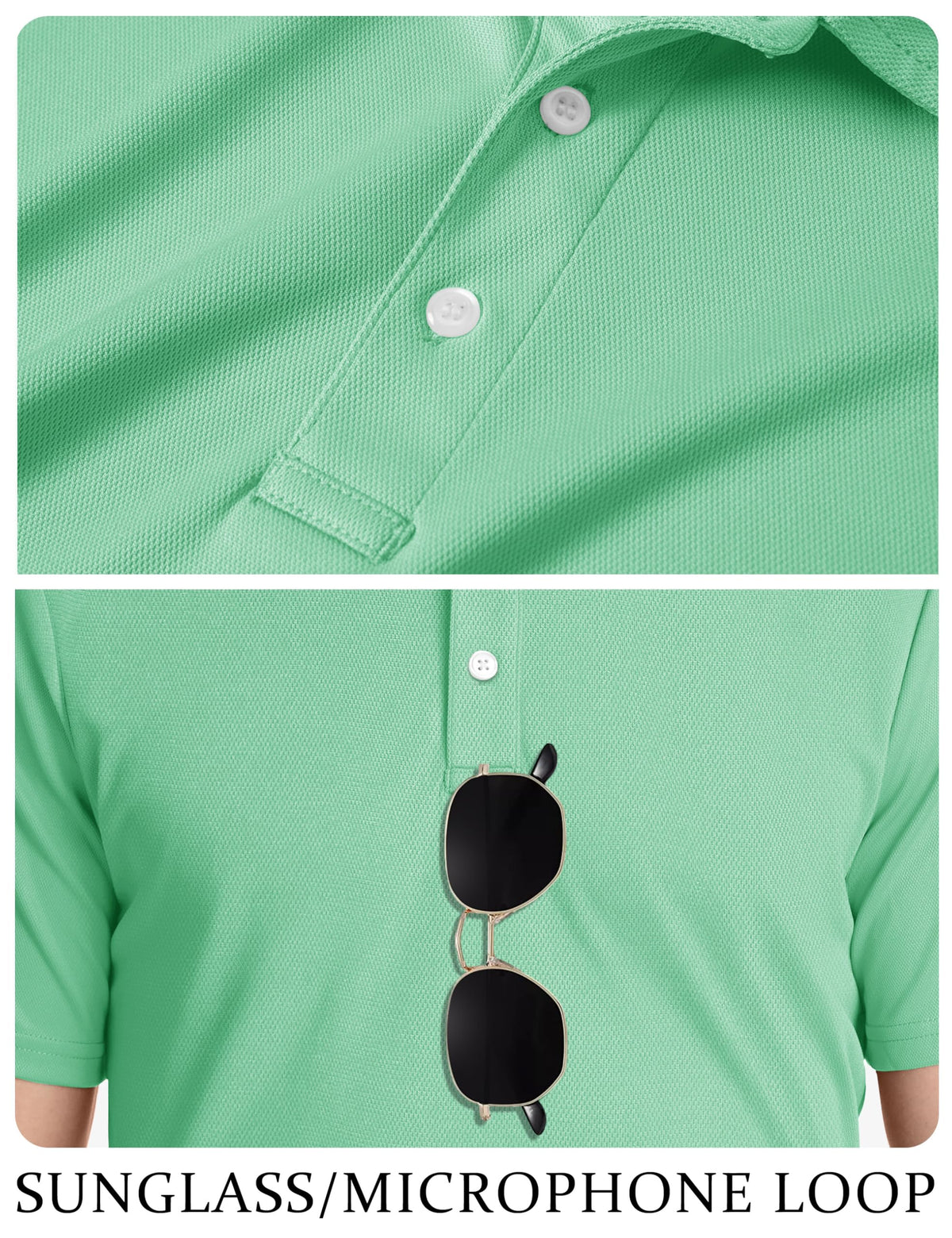 TACVASEN Mens Golf Shirt Dry Fit Mens Polo Shirts Short Sleeve Performance Golf Polos for Men with Collar Work Shirts Mint Green, S