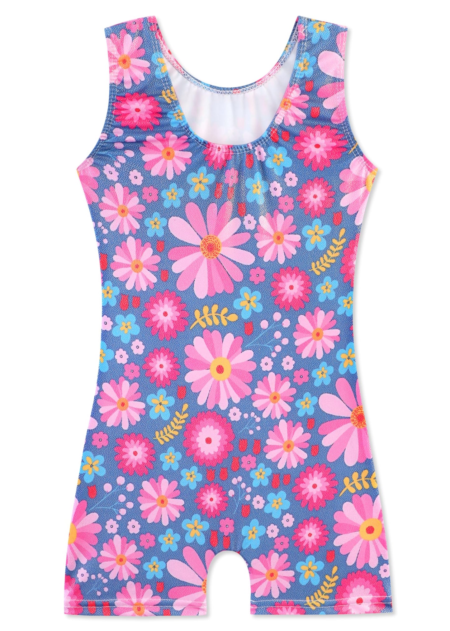 HOZIY Leotards for Girls Gymnastics Size 6-7 Years Blue Flower Floral Tumbling Outfits Biketard Dance Clothes Clothing Toddlers Sparkle Sparkly Glitter Kids