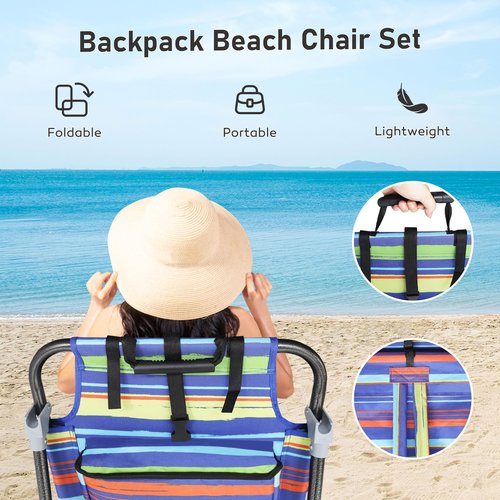 Yardenaler Outdoor Beach Foldable Chaise Lounge Chair with Detachable Pillow & Pocket, Portable Tanning Chair with 5 Position Adjustable Back, Beach, Pool and Camping, Multi Color