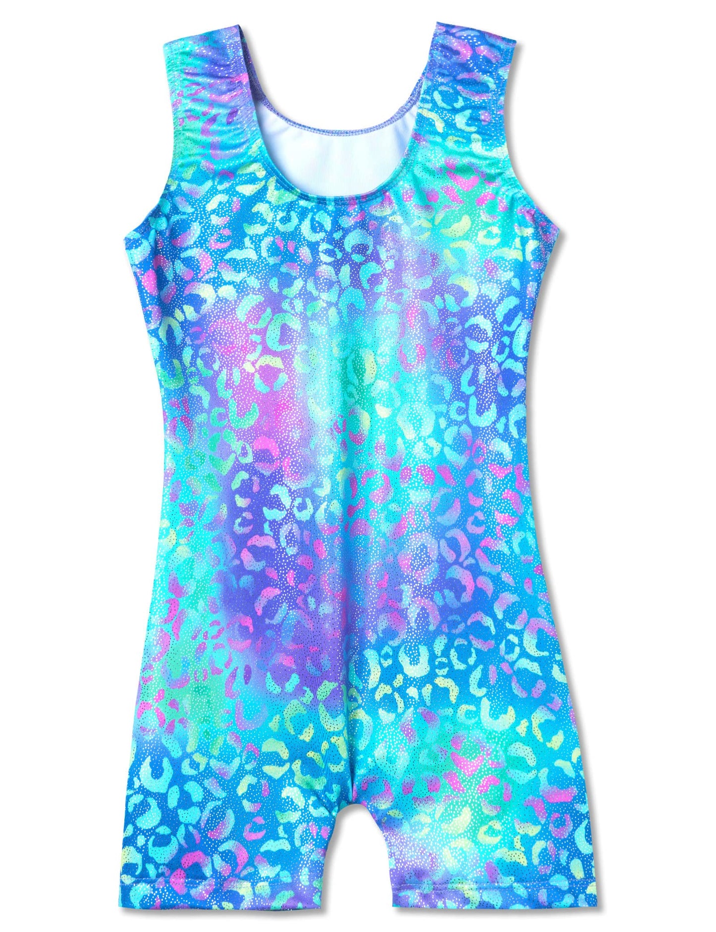 Domusgo Girls Gymnastics Leotards Size 7-8 Years Old Sparkly Green Purple Leopard Practice Outfits