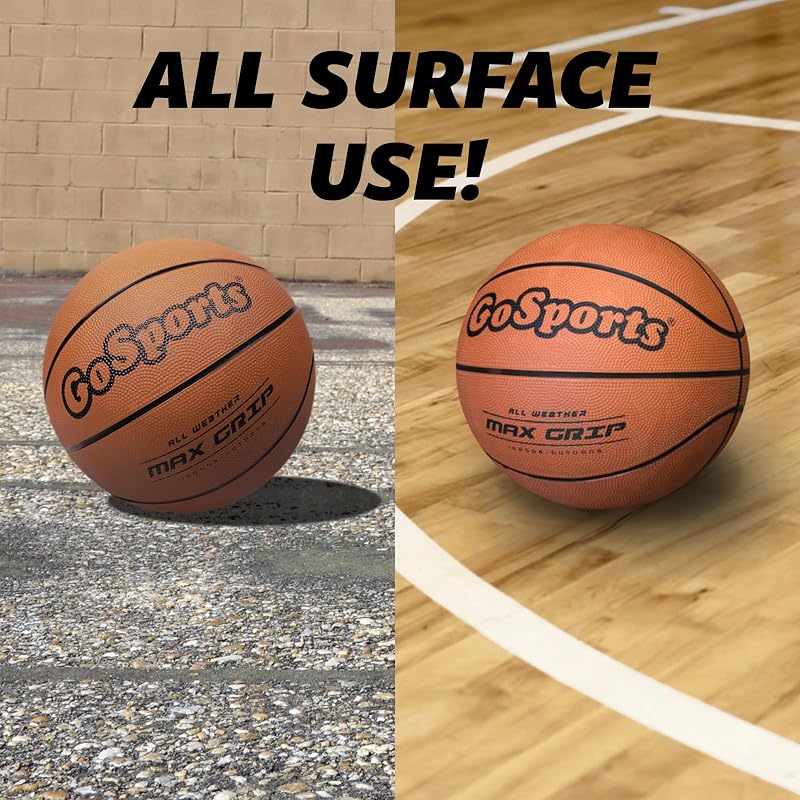 GoSports Six Pack Size 6 Rubber Basketballs with Pump & Carry Bag - Indoor/Outdoor