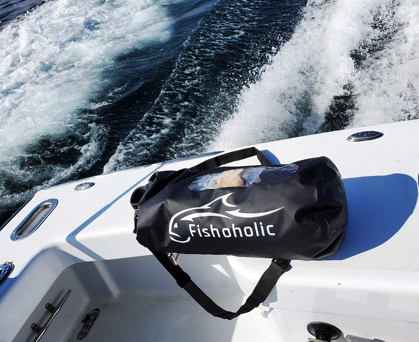 Fishoholic Dry Bag - Waterproof Gear Bags - Fail-Safe Snap - Made Tough & Durable for Kayaking Boating Fishing Hiking Camping Paddle Board & Tailgaiting (Blk, 30L)