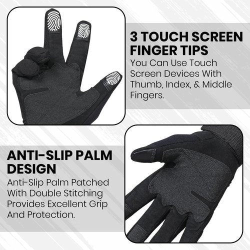 Tactical Gloves for Men, Touchscreen Motorcycle Gloves with Hard Shell & Palm Padding for Sports Motorcycle Cycling Tactical Airsoft Paintball Hunting Hiking Camping Climbing (Medium)