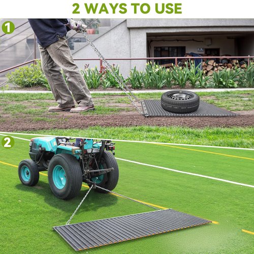 AUTOSAVER88 6FT x 3FT ATV/UTV Heavy Duty Durable Drag Mat Zinc and Steel Mesh Field Surface Leveling Drag Mat for Manual or Vehicle Pulling