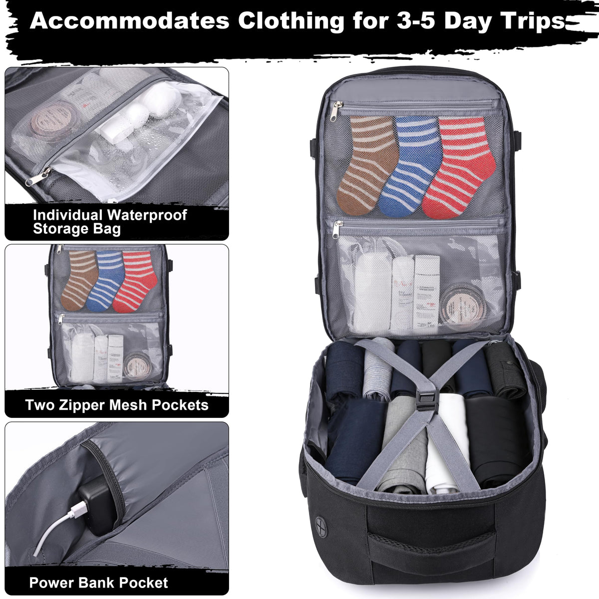 DEYACE Travel Backpack for Men Women, TSA Approved Carry On Backpack 17x13x8 Personal Item Size Airplane Approved Weekender Bag, Water Resistant Lightweight Laptop Daypack for Flight